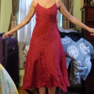 Silk spaghetti strap mid-calf dress